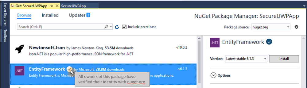Visual Studio Signed Package from https://blog.nuget.org/20170417/Package-identity-and-trust.html